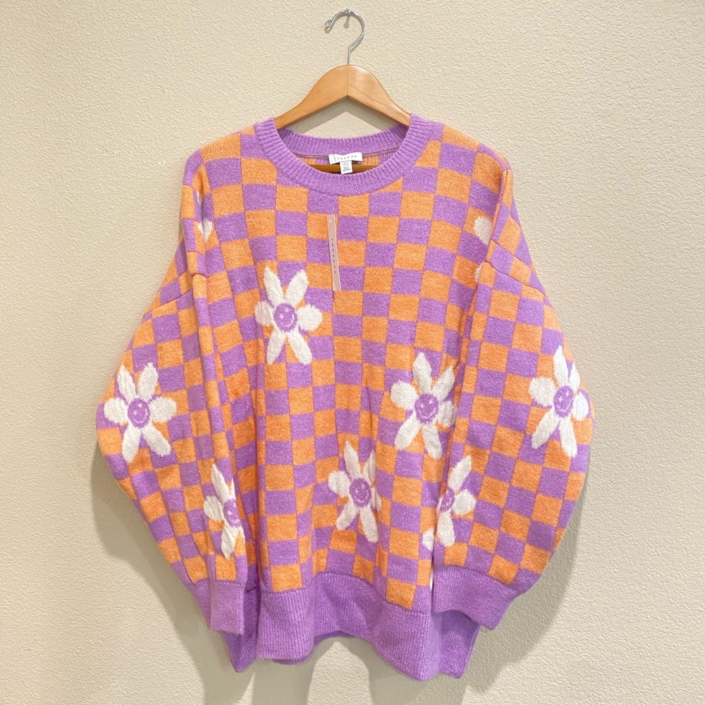 Topshop Daisy Checkered Sweater